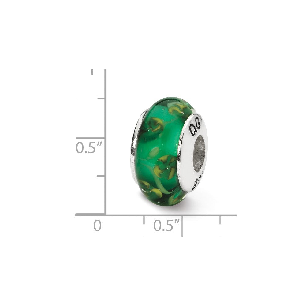 Sterling Silver Reflections Green Hand-blown Glass Bead