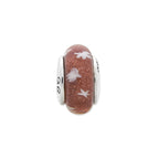 Sterling Silver Reflections Red/White Stars Hand-blown Glass Bead