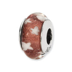 Sterling Silver Reflections Red/White Stars Hand-blown Glass Bead