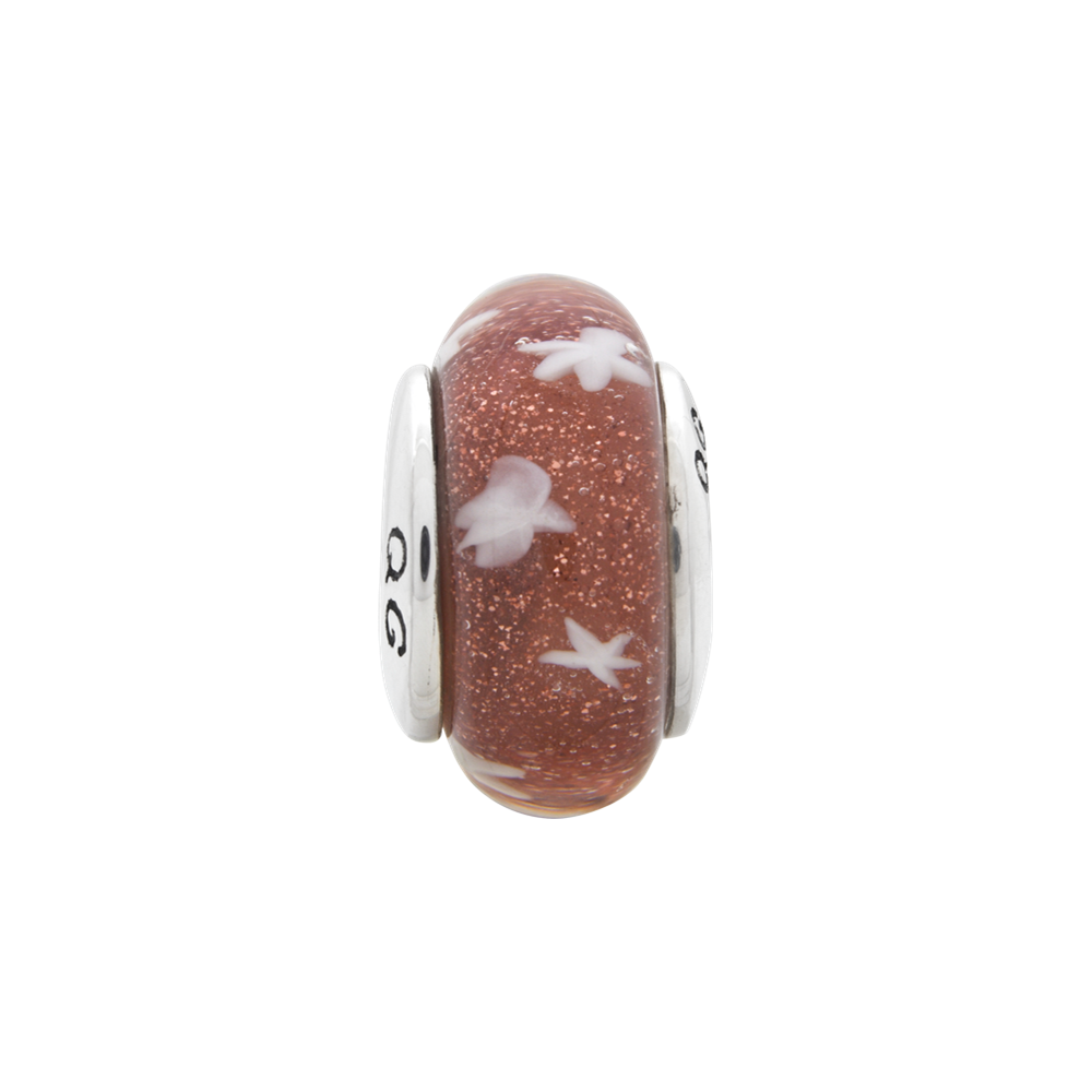 Sterling Silver Reflections Red/White Stars Hand-blown Glass Bead