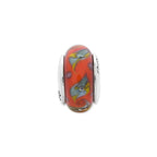 Sterling Silver Reflections Red/Teal Swirl Hand-blown Glass Bead