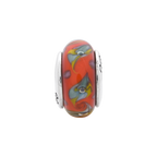 Sterling Silver Reflections Red/Teal Swirl Hand-blown Glass Bead