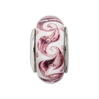Sterling Silver Reflections White/Mauve Swirl Hand-blown Glass Bead
