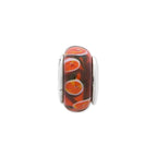 Sterling Silver Reflections Red/Orange Hand-blown Glass Bead