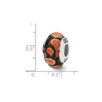 Sterling Silver Reflections Red/Orange Hand-blown Glass Bead
