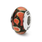 Sterling Silver Reflections Red/Orange Hand-blown Glass Bead