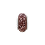 Sterling Silver Reflections Purple Swirl Hand-blown Glass Bead