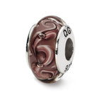 Sterling Silver Reflections Purple Swirl Hand-blown Glass Bead