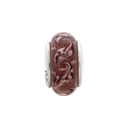 Sterling Silver Reflections Purple Swirl Hand-blown Glass Bead