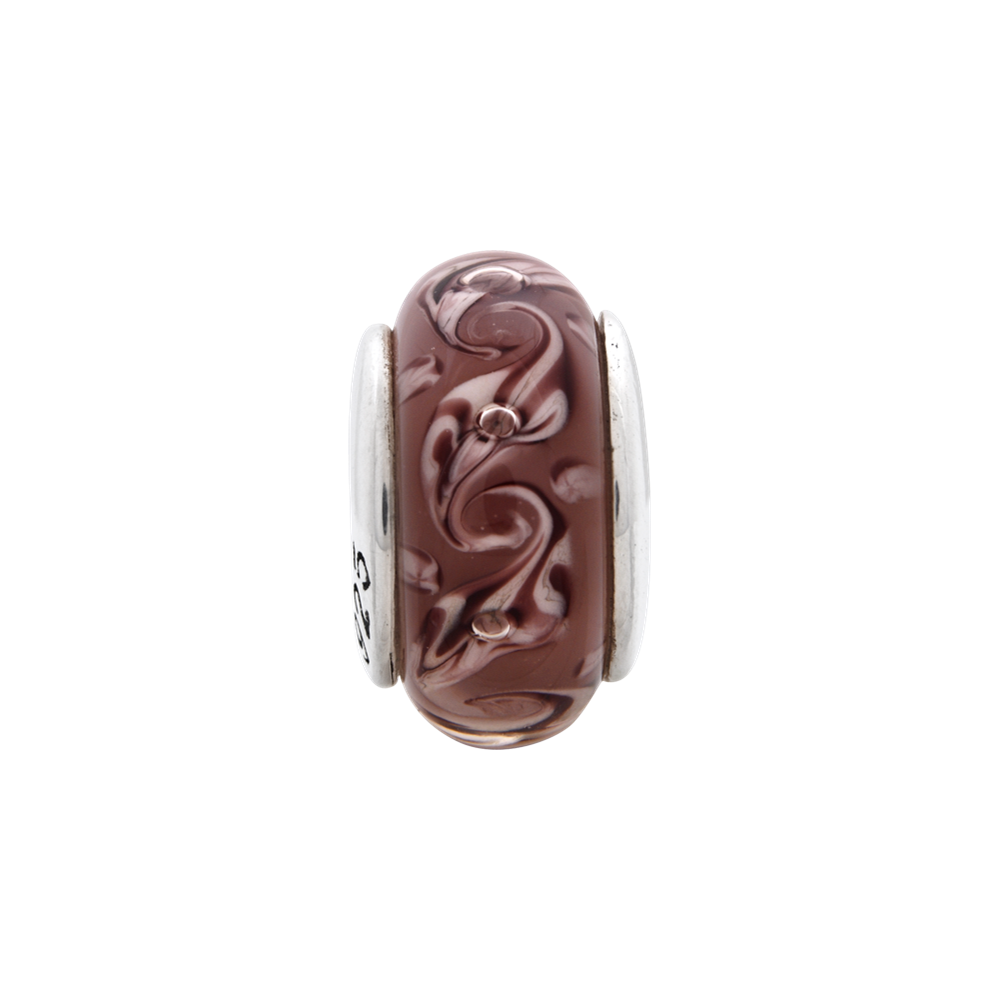 Sterling Silver Reflections Purple Swirl Hand-blown Glass Bead