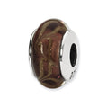 Sterling Silver Reflections Smokey Swirl Hand-blown Glass Bead