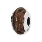 Sterling Silver Reflections Smokey Swirl Hand-blown Glass Bead
