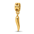 Sterling Silver Gold-plated Reflections Italian Horn Dangle Bead