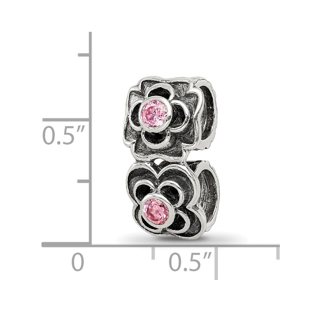 Sterling Silver Reflections Pink CZ Connector Bead