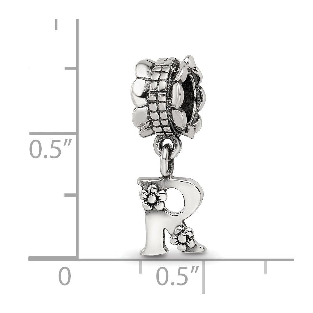 Sterling Silver Reflections Letter R Dangle Bead