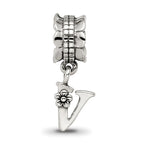 Sterling Silver Reflections Letter V Dangle Bead
