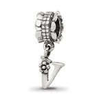 Sterling Silver Reflections Letter V Dangle Bead