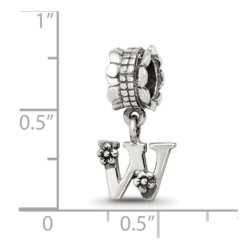 Sterling Silver Reflections Letter W Dangle Bead