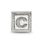 Sterling Silver Reflections Letter C Triangle Block Bead