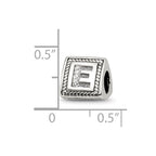 Sterling Silver Reflections Letter E Triangle Block Bead