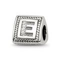 Sterling Silver Reflections Letter E Triangle Block Bead