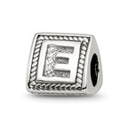 Sterling Silver Reflections Letter E Triangle Block Bead