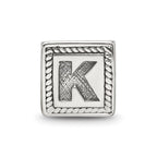 Sterling Silver Reflections Letter K Triangle Block Bead