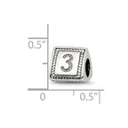 Sterling Silver Reflections Number 3 Triangle Block Bead