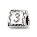 Sterling Silver Reflections Number 3 Triangle Block Bead