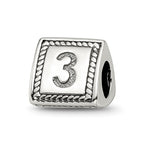 Sterling Silver Reflections Number 3 Triangle Block Bead