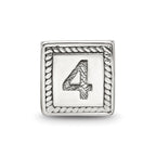 Sterling Silver Reflections Number 4 Triangle Block Bead