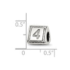 Sterling Silver Reflections Number 4 Triangle Block Bead