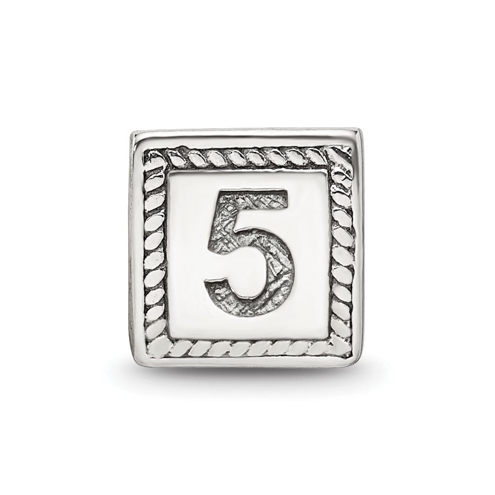 Sterling Silver Reflections Number 5 Triangle Block Bead