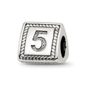 Sterling Silver Reflections Number 5 Triangle Block Bead
