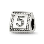 Sterling Silver Reflections Number 5 Triangle Block Bead
