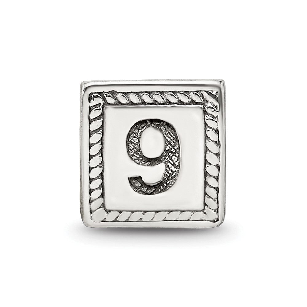 Sterling Silver Reflections Number 9 Triangle Block Bead