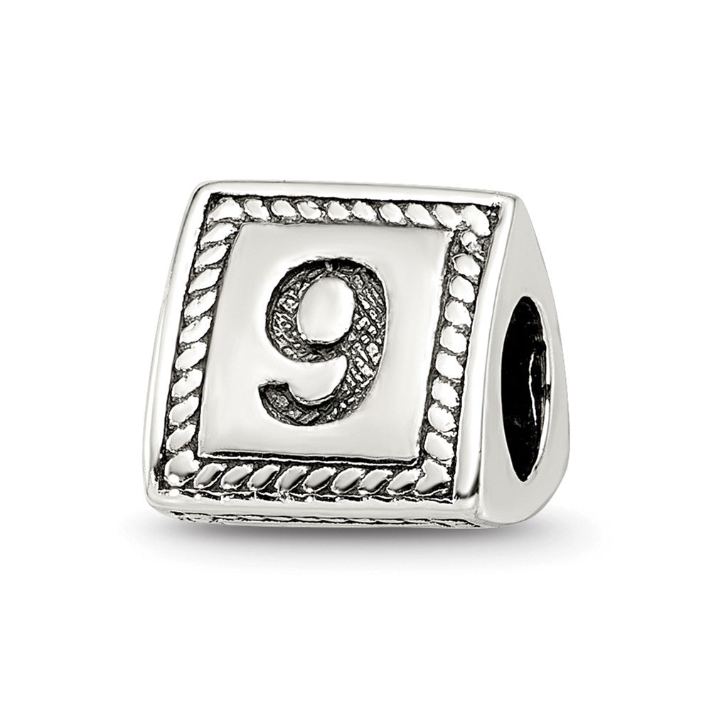 Sterling Silver Reflections Number 9 Triangle Block Bead