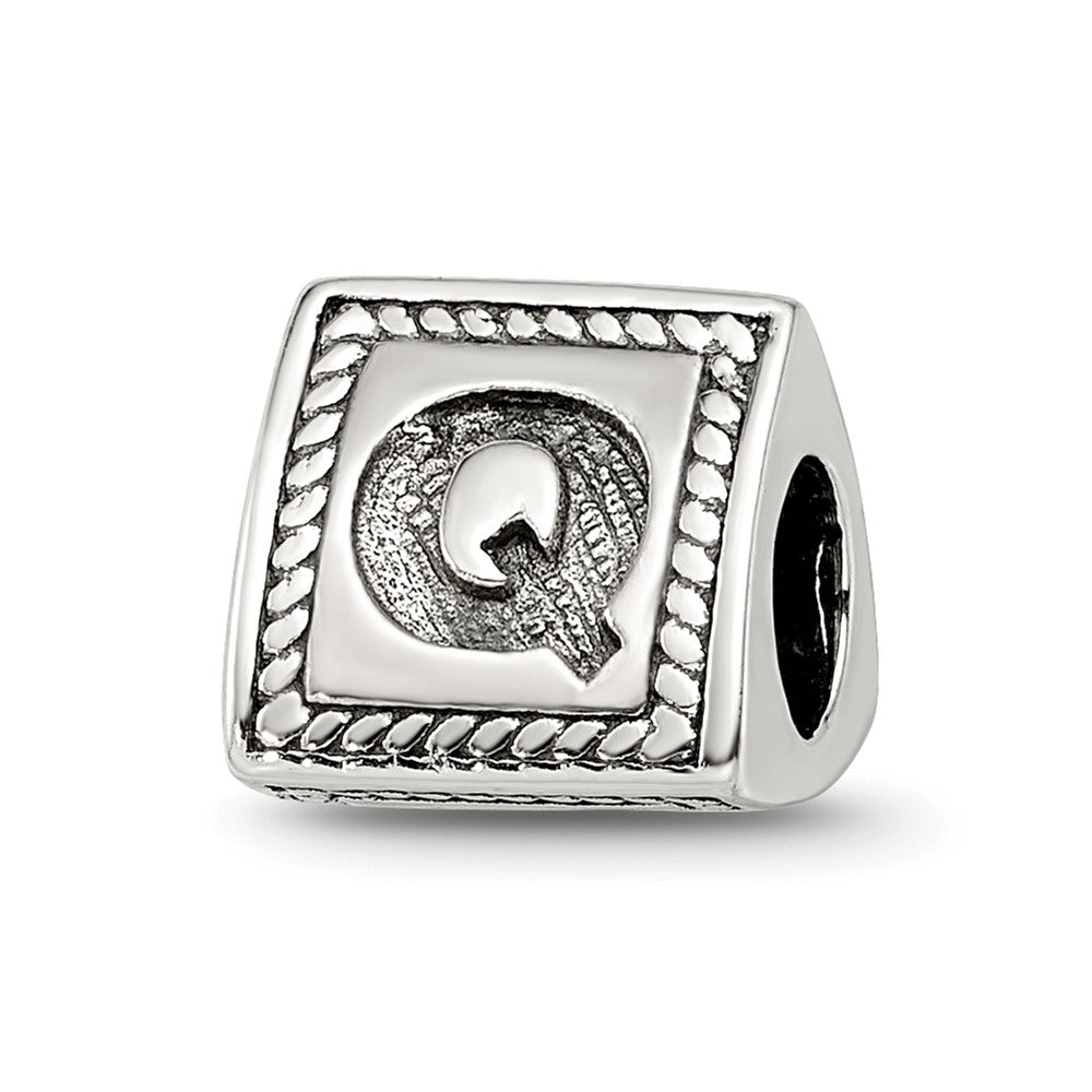 Sterling Silver Reflections Letter Q Triangle Block Bead
