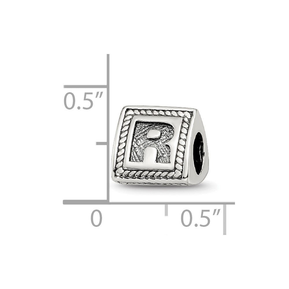 Sterling Silver Reflections Letter R Triangle Block Bead