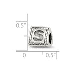 Sterling Silver Reflections Letter S Triangle Block Bead
