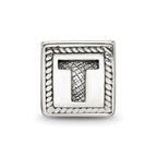 Sterling Silver Reflections Letter T Triangle Block Bead