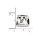 Sterling Silver Reflections Letter V Triangle Block Bead