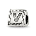 Sterling Silver Reflections Letter V Triangle Block Bead