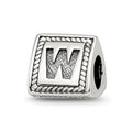 Sterling Silver Reflections Letter W Triangle Block Bead