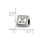 Sterling Silver Reflections Letter X Triangle Block Bead