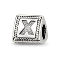 Sterling Silver Reflections Letter X Triangle Block Bead