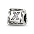 Sterling Silver Reflections Letter X Triangle Block Bead