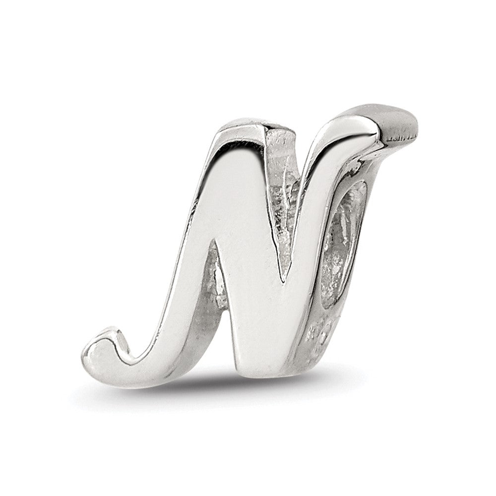 Sterling Silver Reflections Letter N Script Bead