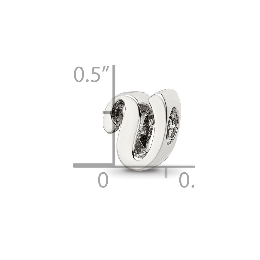 Sterling Silver Reflections Letter V Script Bead