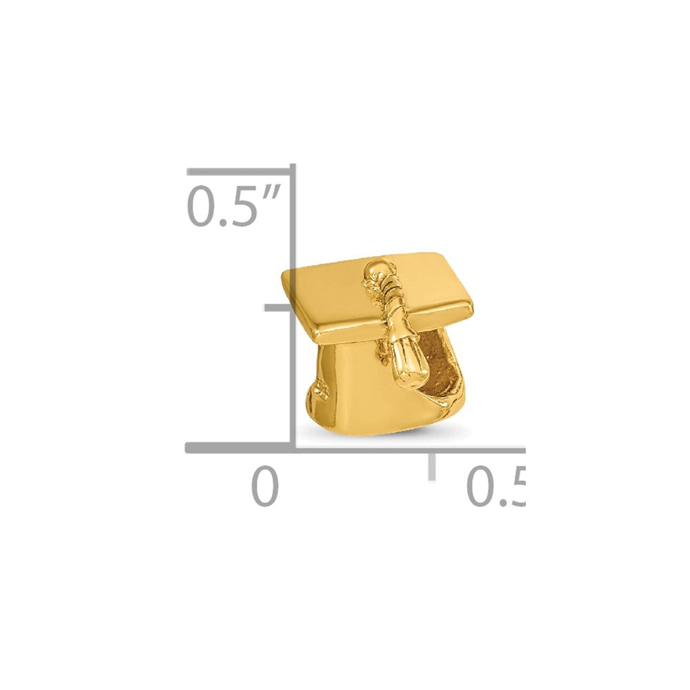 Sterling Silver Gold-plated Reflections Graduation Cap Bead
